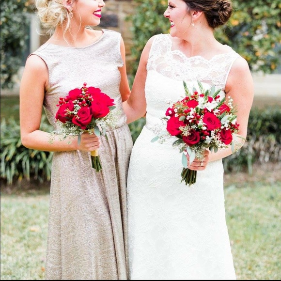 Bridesmaids dress sparkly backless gold - Picture 3 of 4